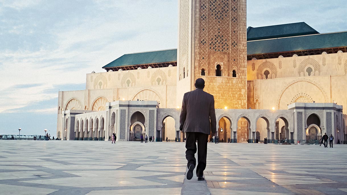 Redouane Belhaimeur na návštěvě mešity Hassana II